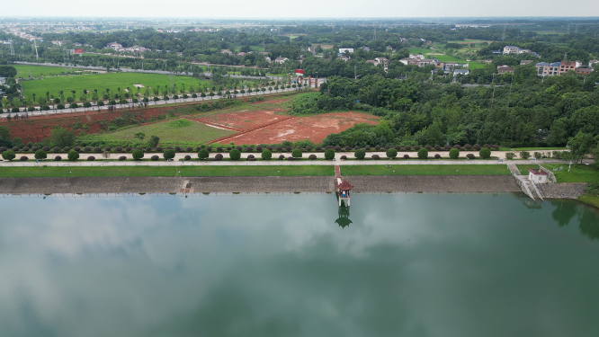 旅游景区常德市清水湖旅游区4A景区大坝航拍