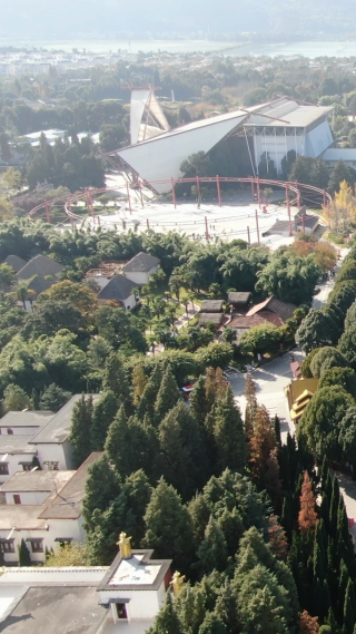旅游景区云南昆明海埂花园航拍
