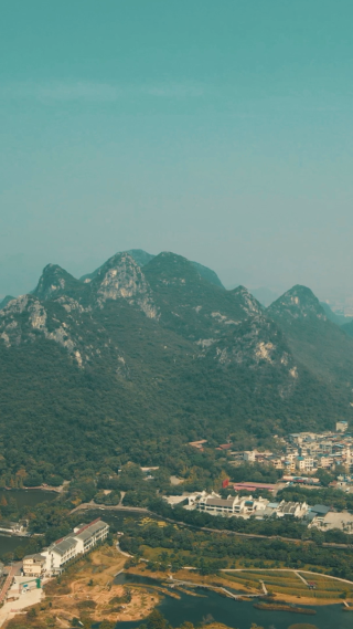 旅游景区广西桂林芦笛4A景区航拍