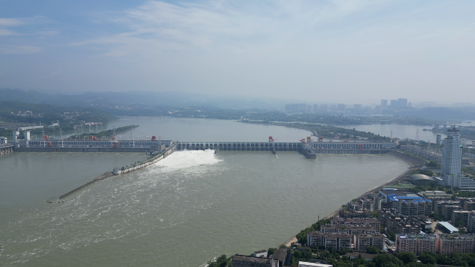 旅游景区湖北宜昌长江三峡葛洲坝航拍