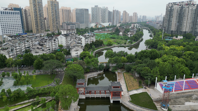 旅游景区湖北荆州古城4A景区航拍