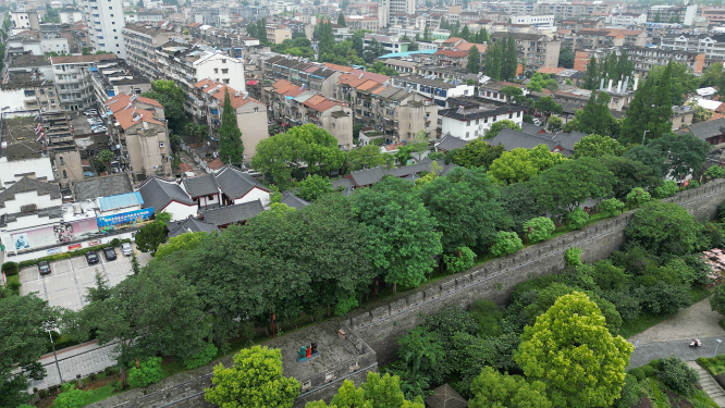 旅游景区湖北荆州古城4A景区航拍