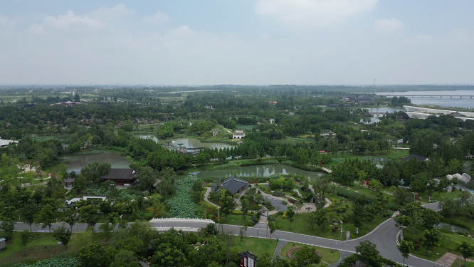 旅游景区湖北荆州园博园航拍