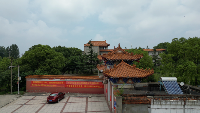 旅游景区湖北荆州太晖观历史文化古建筑航拍