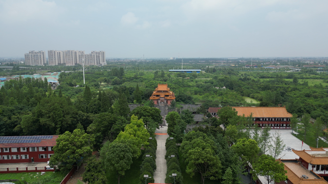 旅游景区湖北荆州太晖观历史文化古建筑航拍
