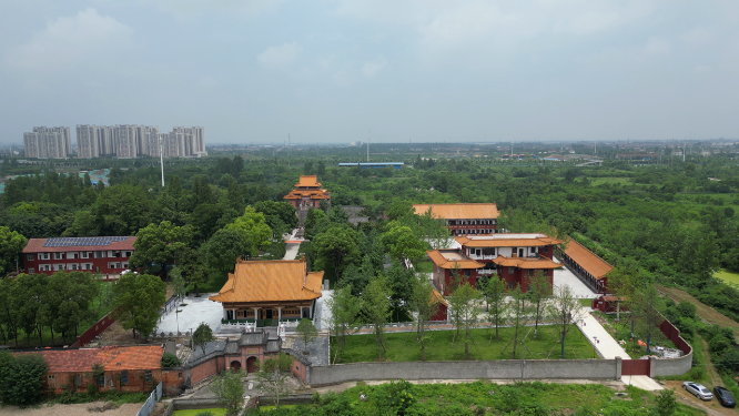 旅游景区湖北荆州太晖观历史文化古建筑航拍