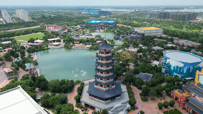 旅游景区湖北荆州方特休闲度假区航拍