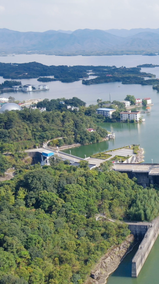 旅游景区湖北陆水湖4A景区竖屏航拍