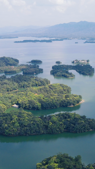 旅游景区湖北陆水湖竖屏航拍