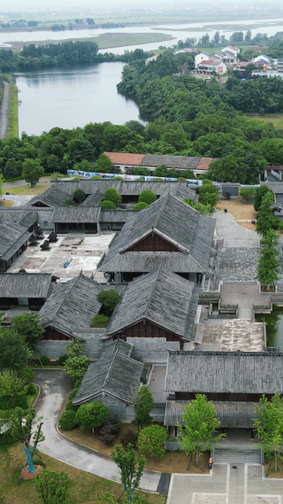 湖南汨罗屈子书院航拍