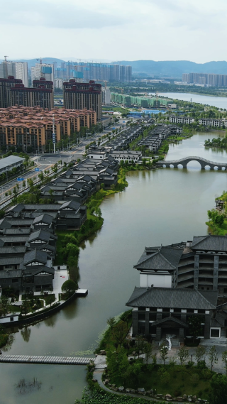 旅游景区湖南常德司马古镇竖屏航拍