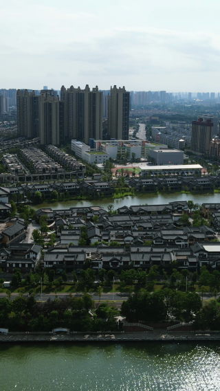 旅游景区湖南常德司马古镇竖屏航拍