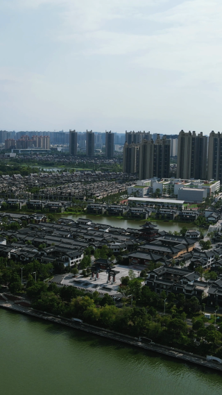 旅游景区湖南常德司马古镇竖屏航拍