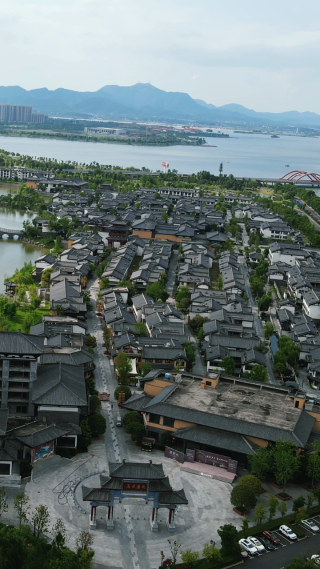 旅游景区湖南常德司马古镇竖屏航拍