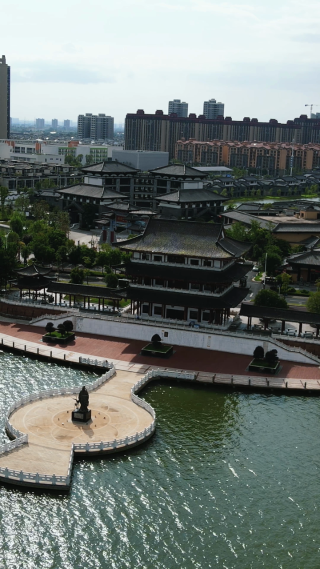 旅游景区湖南常德司马楼古建筑航拍