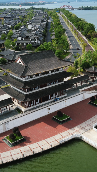 旅游景区湖南常德司马楼古建筑航拍