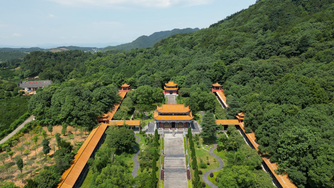 旅游景区湖南常德夹山森林公园闯王陵夹山寺航拍