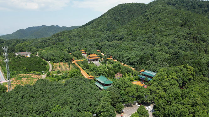 旅游景区湖南常德夹山森林公园闯王陵夹山寺航拍