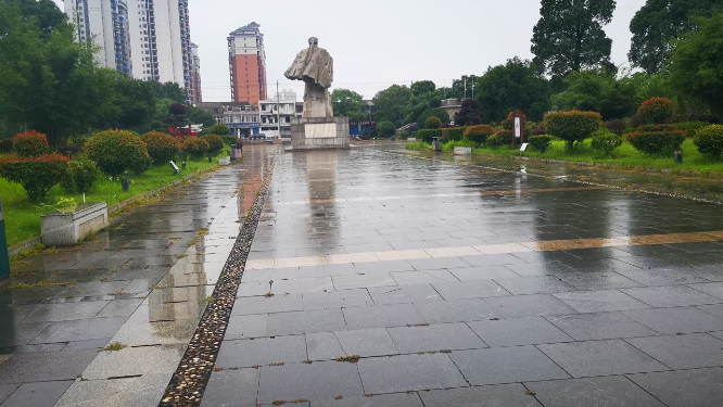 旅游景区湖南湘阴县左宗棠文化广场实拍