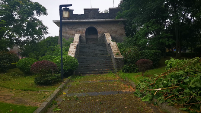 旅游景区湖南湘阴县左宗棠文化广场实拍