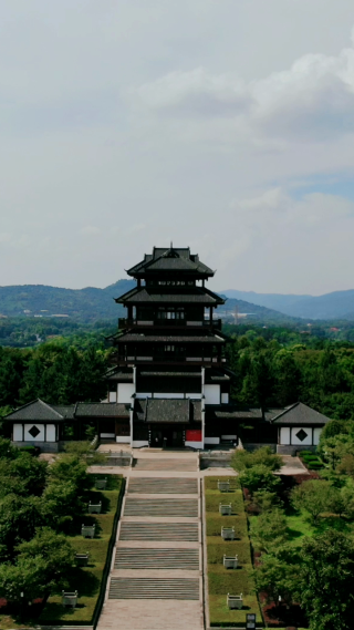 旅游景区湖南花明楼4A竖屏航拍