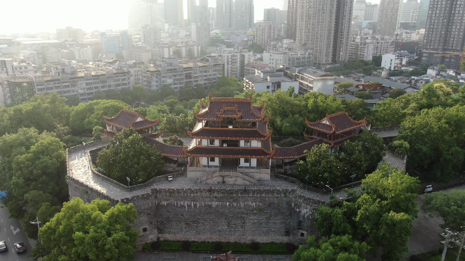旅游景区湖南长沙天心阁4A景区航拍