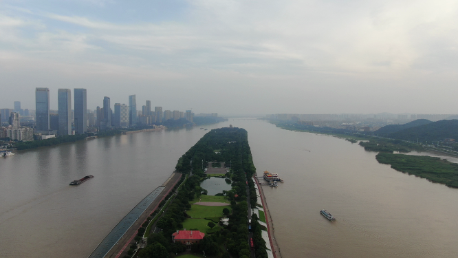 旅游景区湖南长沙橘子洲5A景区航拍