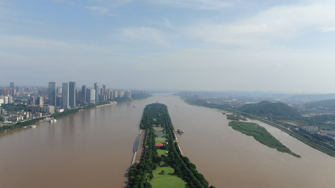 旅游景区湖南长沙橘子洲5A景区航拍