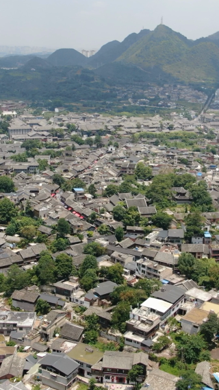 旅游景区贵州青岩古镇5A景区竖屏航拍