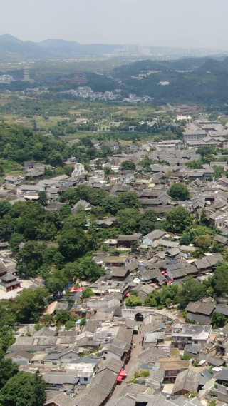旅游景区贵州青岩古镇5A景区竖屏航拍