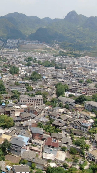 旅游景区贵州青岩古镇5A景区竖屏航拍