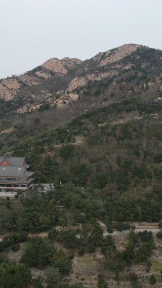 旅游景区青岛崂山5A景区竖屏航拍