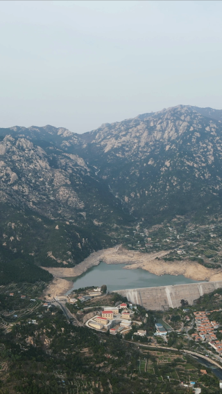 旅游景区青岛崂山5A景区竖屏航拍