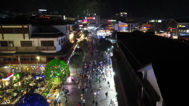 桂林阳朔古西街夜景灯光阳朔古城航拍
