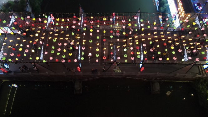 桂林阳朔古西街夜景灯光阳朔古城航拍