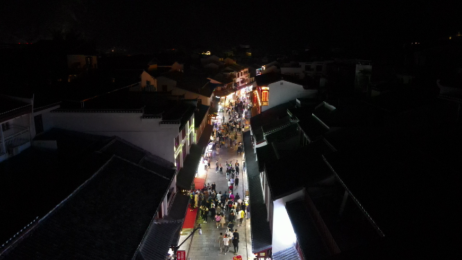 桂林阳朔古西街夜景灯光阳朔古城航拍