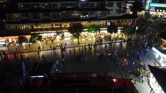 桂林阳朔古西街夜景灯光阳朔古城航拍
