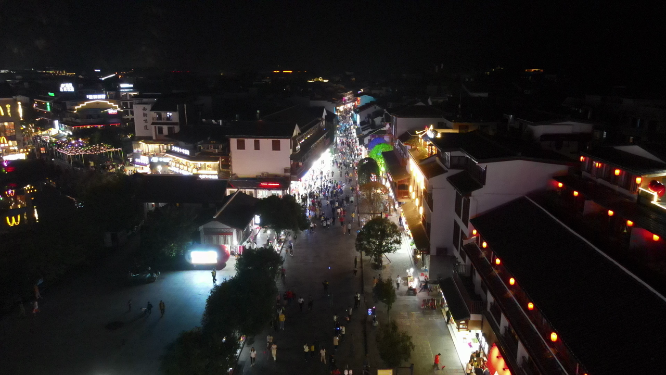 桂林阳朔古西街夜景灯光阳朔古城航拍