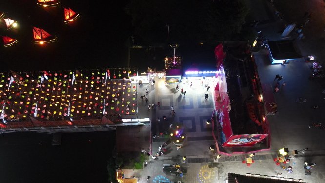 桂林阳朔古西街夜景灯光阳朔古城航拍