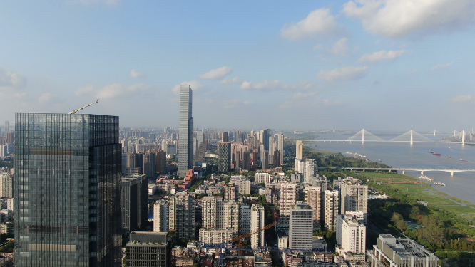 武汉汉口城市高楼航拍