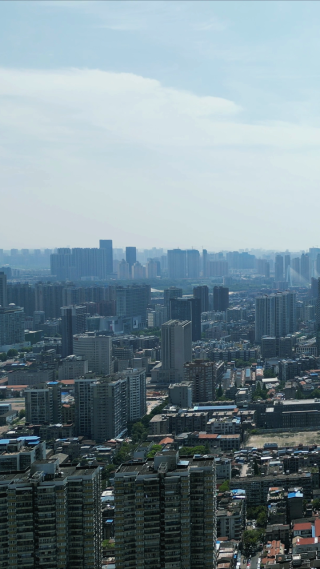 航拍武汉城市建筑密集高楼建筑