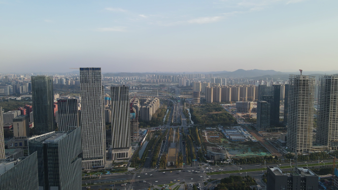 江苏南京河西金融中心商务建筑航拍