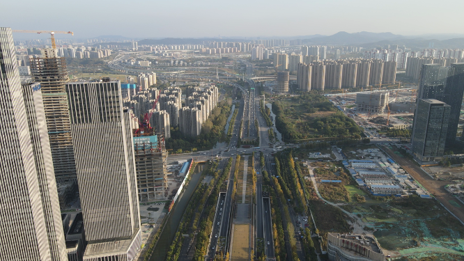 江苏南京河西金融中心商务建筑航拍