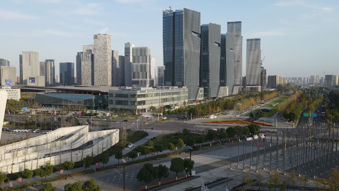 江苏南京河西金融中心商务建筑航拍