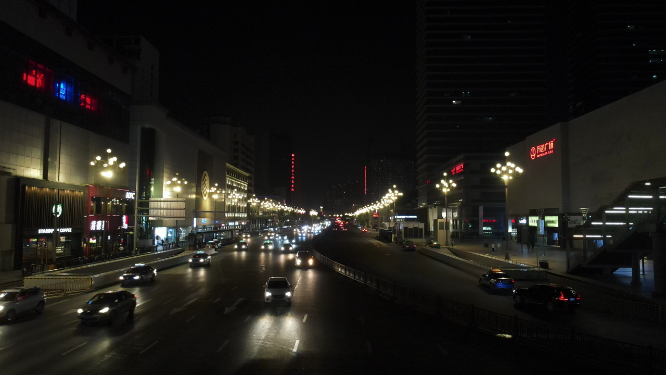 江西南昌八一大道夜景交通航拍