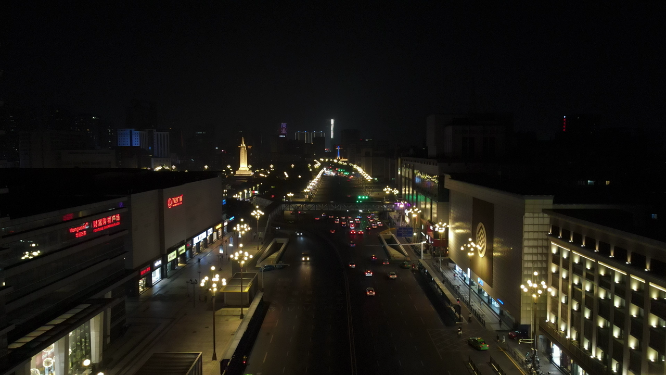 江西南昌八一大道夜景交通航拍