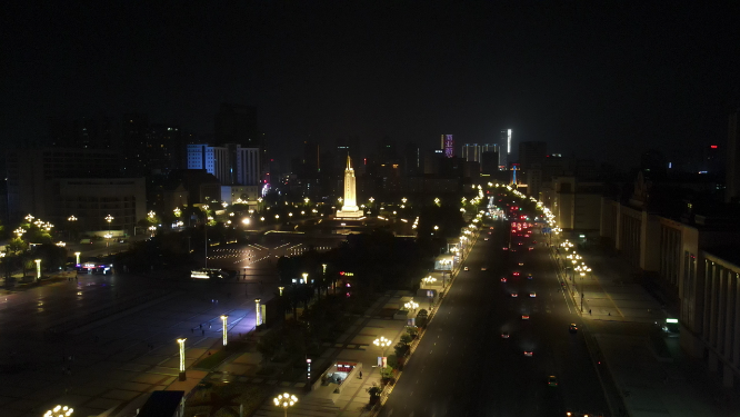 江西南昌八一大道夜景交通航拍