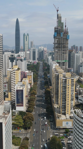 深圳深南大道交通竖屏航拍