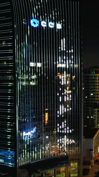 湖北宜昌城市夜景灯光竖屏航拍