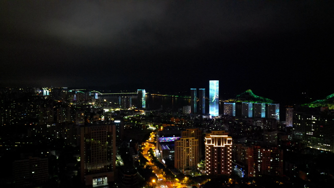 湖北宜昌城市夜景灯光航拍